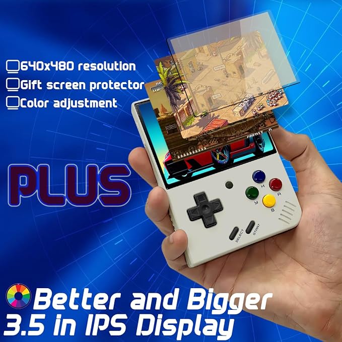 Miyoo Mini Plus Handheld Game Console 3.5-inch 640*480 IPS Screen 3000mAh Miyoo-mini+ with Portable Case White