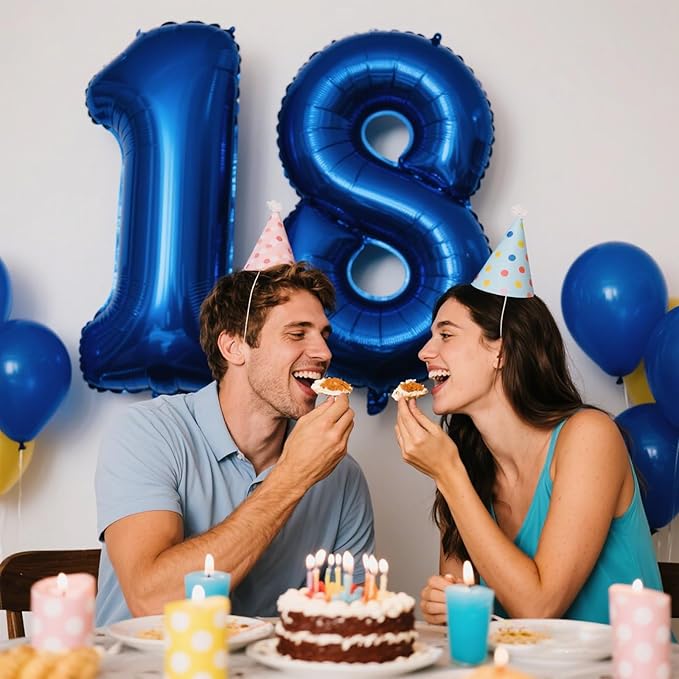 40 Inch Navy blue Number 18 Digital Balloon,Jumbo Mylar Foil Helium Balloon for 18 Balloons for Birthday Party,Wedding Anniversary Party Decorations