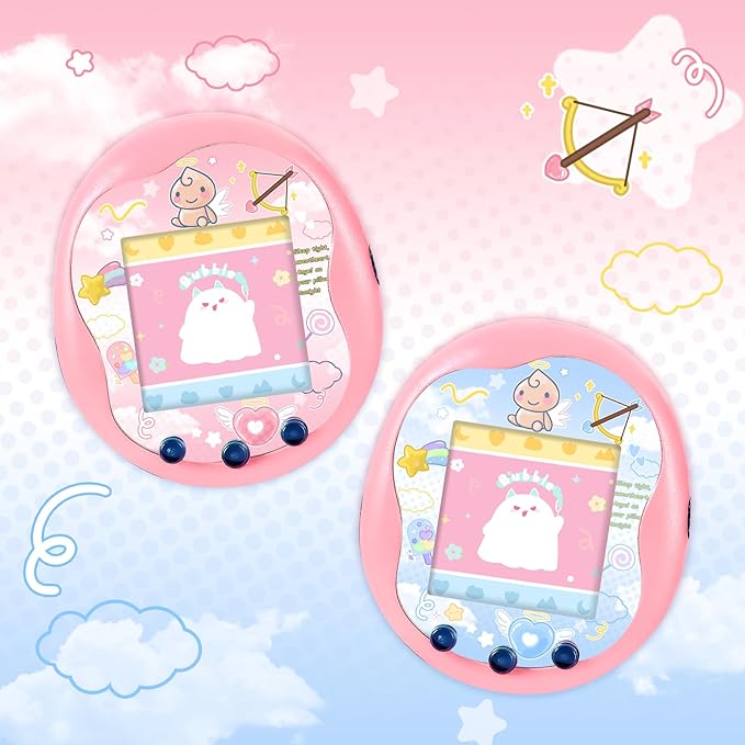 Holographic Laser Faceplate Sticker for Tamagotchi Uni, Self-Adhesive DIY Face Plate Decal, Shimmering Protective Skin for Virtual Pet - (for uni-Angel Blue)