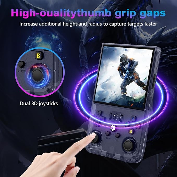 R36MAX Retro Handheld Game Console, 4.0 Inch 720x720 IPS Screen, Built-in 18,000+ Classic Game, Portable Hand Held Open Source Linux System, 4000mAh Battery Retro Gaming Console(Gray 64GB)