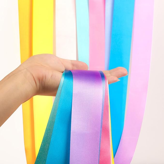8PCS Pastel Rainbow Gymnastics Dance Ribbons Party Favors Decorations for Kids, Aesthetic Loot Bag Stuffers for Girls Unicorn Princess Carousel Ice-cream Butterfly Birthday Party