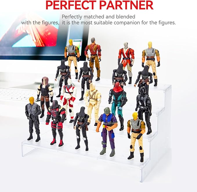 SIXPOINTS 3.75 inch Action Figure Riser Display Shelf With Peg ,4 Tier Toy Collectibles Organizer,Compatible with 1/18 Scale Vintage Star Wars /G.i Joe Figures toy