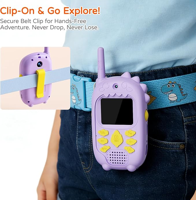 Dual Cameras Video Walkie Talkies for Kids, Kids Walkie Talkies 2 Pack for Age 3-12 Year Old Boys Girls with Front&Rear Cameras, Photo/Video Recording,Rechargeable Battery and Silicone Protective Case