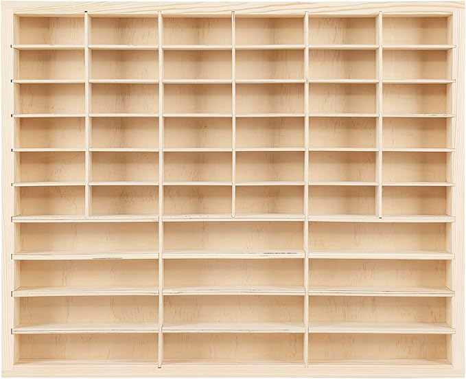 1:64 Scale Toy Car Display Case Organizer Storage, Wooden Wheel Rack Wall Mounted with 48 Compartments, Stylish Diecast Car Display Rack for Toy Car, Collectibles, Figurines (58.5x5x47.5cm)