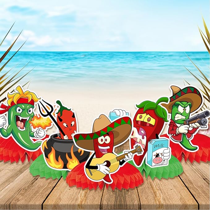 12 PCS Chili Cook Off Honeycomb Centerpieces, Chili Birthday Party Decorations Chili Pepper Table Centerpieces Decorations for Chili Festival Party Supplies