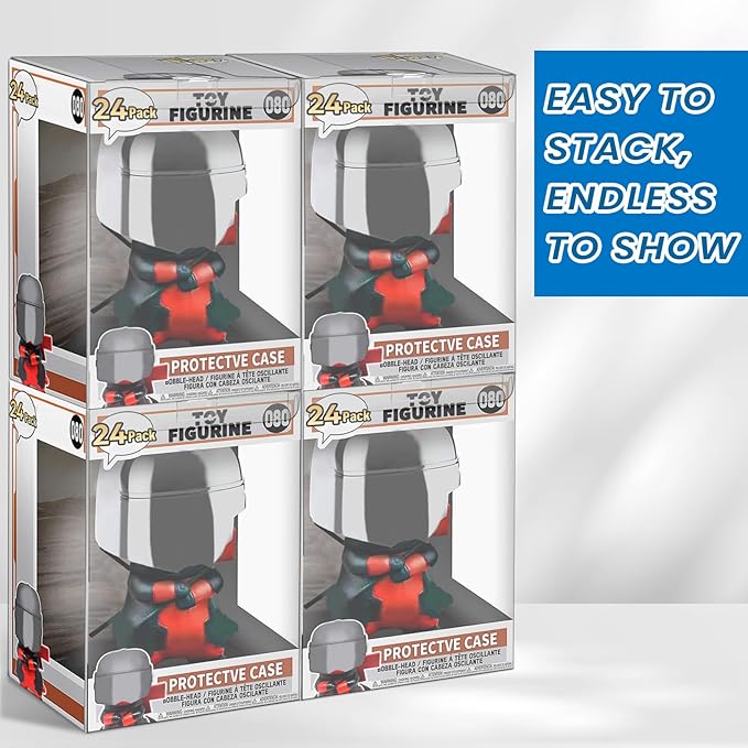 24 Pack Protectors Case Compatible with Funko- 4" Inch Collectible Vinyl Figures, Crystal Clear Protectors, Heavy Duty Display Box w/ Protective Film & Locking Tab, Set of 24