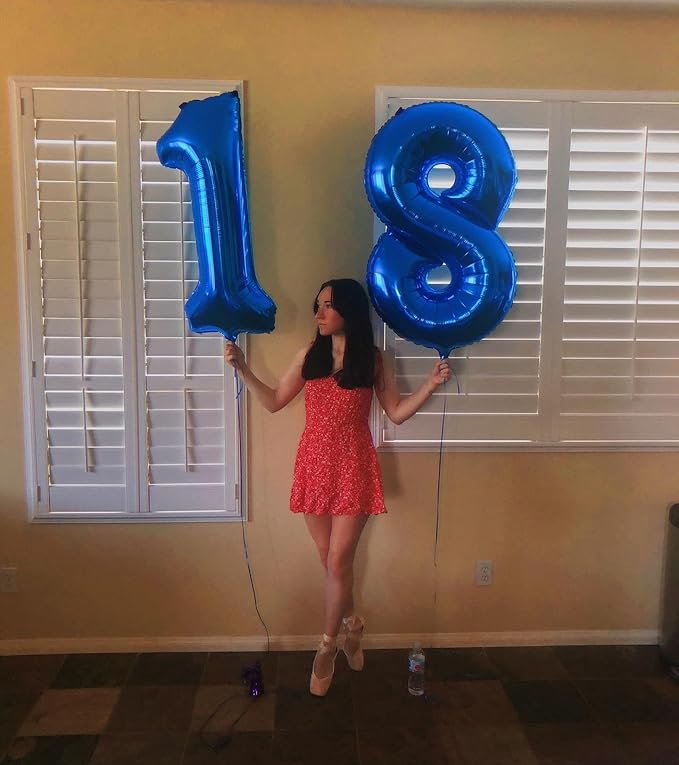 Navy Blue Number 18 Balloon 40 inch, 18 Number Balloons, 18th Navy Blue Birthday Decorations, 18 Year Old Girls Boys Blue Party Supplies