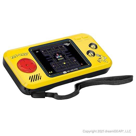 My Arcade Pocket Player Handheld Game Console Pac-Man, Pac-Panic, Pac-Mania, Collectible, Full Color Display, Speaker, Volume Controls, Headphone Jack, Battery or Micro USB Powered - Electronic Games