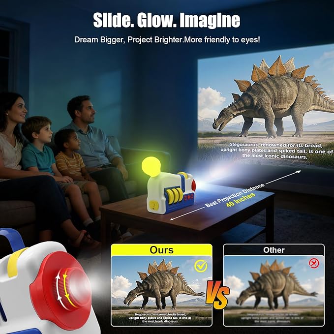 LUXONIC Story Machine Projector for Kids,Storytelling Machine, Storytime Projector with 32 Educational Story Films,Night Lights Storybook,Audio Play,Eye Protection,Toddler Toys,Gift for Kids Ages 3+