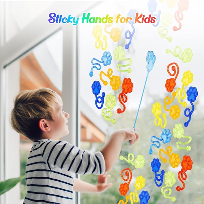 30 PCS Sticky Hands Bulk Party Favors for Kids 4-8,8-12 Year Dog Paw Shape Stretchy Sticky Hand Feet Goodie Bags Stuffers for Kids Treasure Box Toys for Classroom Small Mini Prizes Trinkets