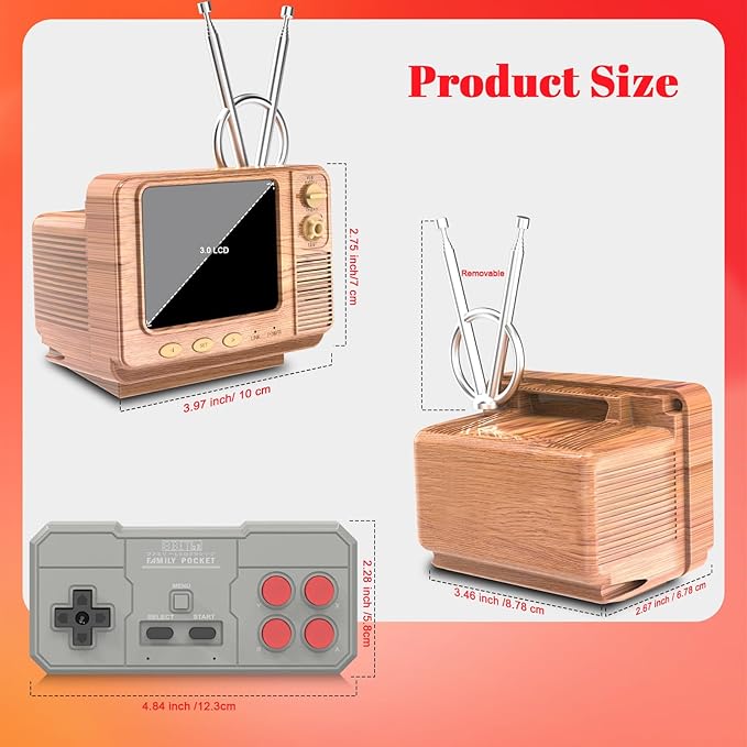 Retro Game Console - 42 JALECO + 168 Classic Games, 2.4G Wireless 2-Player, 3.0 Inch IPS Screen, TF Card Expansion, Great for Kids