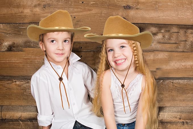 The Dreidel Company Cowboy Felt Western Hat, 22" Circumference Dress Up Costume Clothes for Kids, Pretend Play, Party Favors