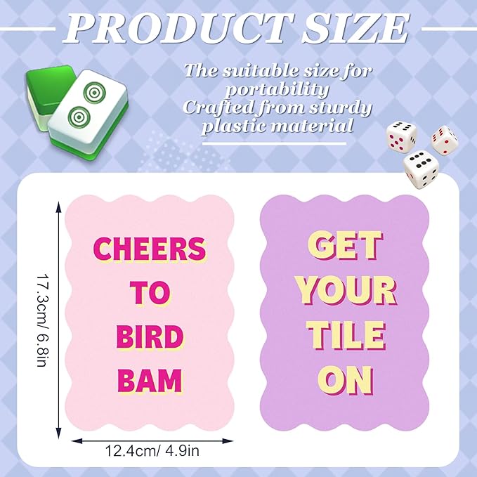 Soulchen 2 Pcs Mahjong Tile Mixer Shufflers for Mixing and Shuffling Tiles Plastic Mahjong Accessories Gifts for Lovers Games Decorative Printed Design (Pink & Purple Style)