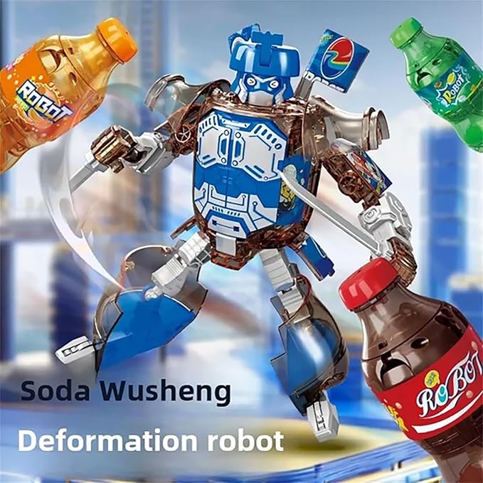 Atlodas Beverage Bottles Deformation Robot Toys, Soda Can Transforming Robot Toys for Kids Gift, Creative Soda Deformation Figures for Boys, Birthday Christmas Choice for Boyfriend (red)