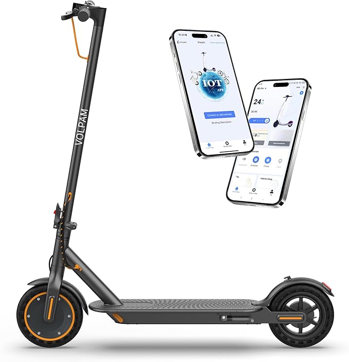 VOLPAM Electric Scooter, 350W/500W Powerful Motor, 8.5"/10" Solid Tires, 19/21Mph, 28/23/21/16 Miles Max Range, Dual Braking