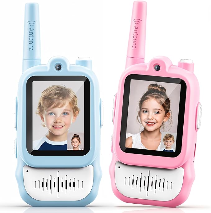 Lapare Kids Video Walkie Talkies, 2-Way Rechargeable Walkie Talkies with Screen, HD Real-time Video Outdoor Toys for Toddlers, for Girls 3 4 5 6 7 8+