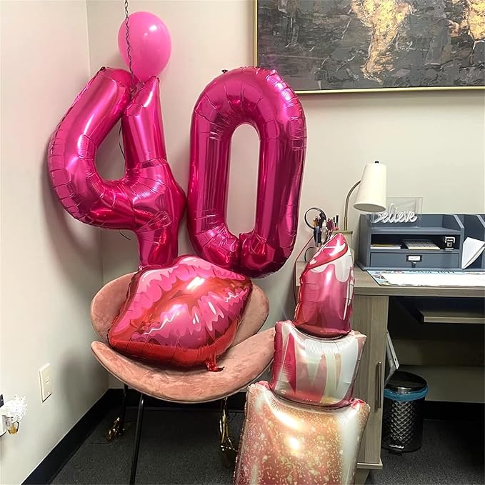 40 Inch Hot Pink Number Balloons, Big Self Inflating Foil Number 8 Balloons for Kids 8th Birthday, Balloon Decorations 0-9 Set for Girls Women 18th Birthday Party Decor Anniversary Party Supplies