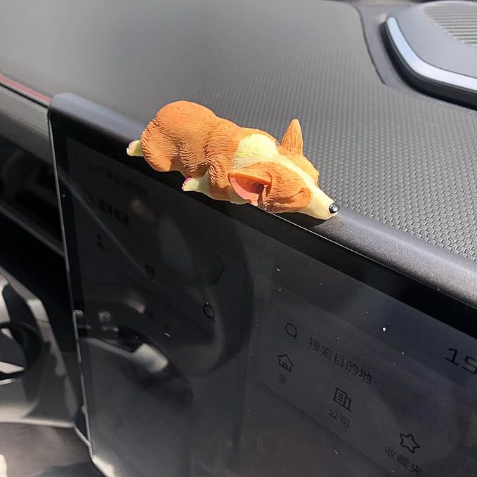 Cute Car Dashboard Decorations Accessories Interior for Men Women, Pembroke Welsh Corgi Dog Statues Collectible Figurines for Car Display Decor Rear View Mirror Decoration Computer Monitor Ornaments