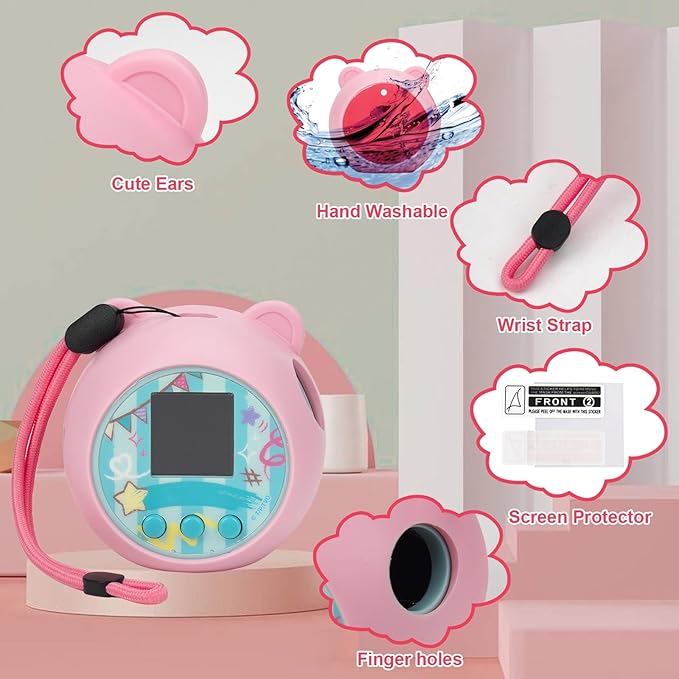YouKnow Silicone Case Compatible with Punirunes Interactive Digital Toy, Protective Skin Sleeve for Punirunes Virtual Electronic Pets Accessories (Case Only) (Pink)