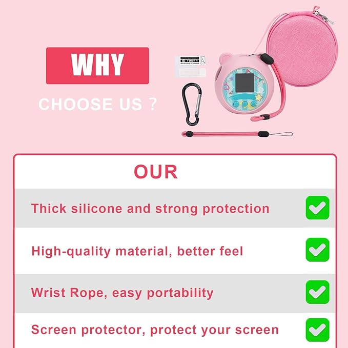 YouKnow Silicone Case Compatible with Punirunes Interactive Digital Toy, Protective Skin Sleeve for Punirunes Virtual Electronic Pets Accessories (Case Only) (Pink)