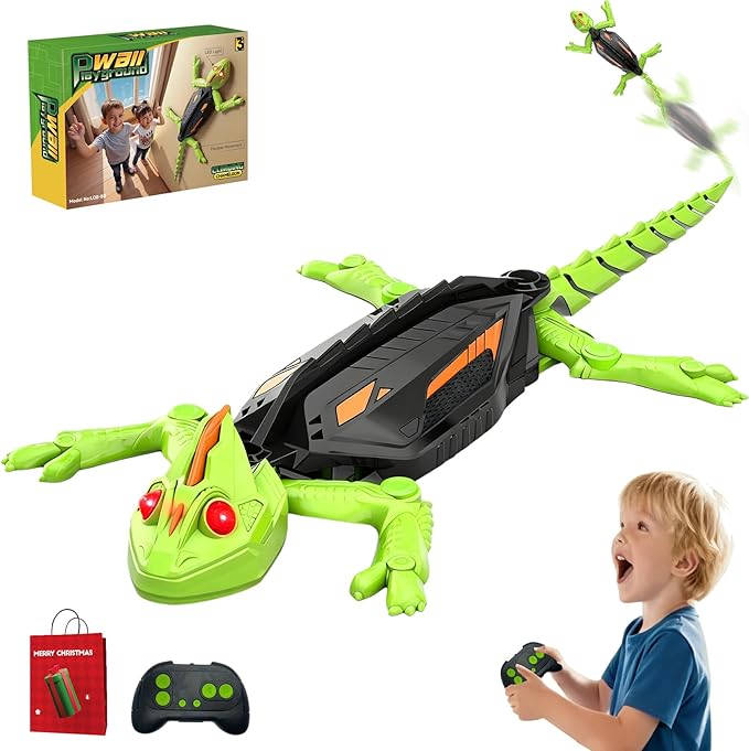 Lizard Toy,2025 New Lizard - Play Pack,Floor & Wall Driving Dual Mode,Wall Crawling Gecko Remote Control Electric LizardToy with LED Glowing Eyes,Wall Climbing RC Gecko Toy for Kids (A1)