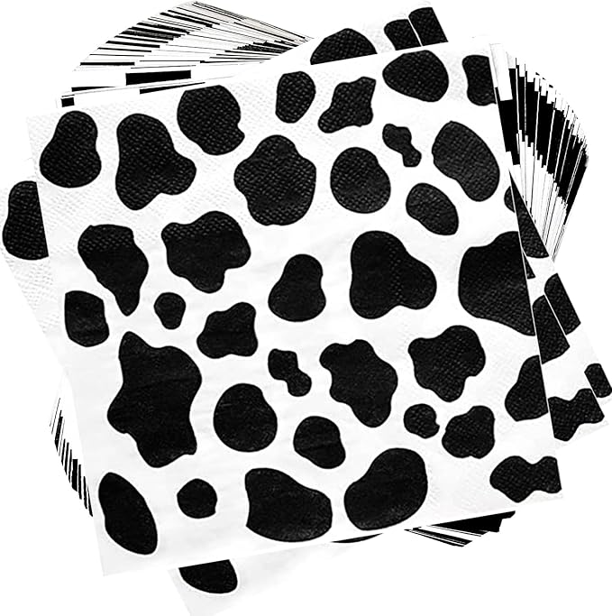 50pcs Farm Animal Napkins - Cow Print Party Supplies, Disposable Napkins for Baby Shower & Birthday Party Decorations