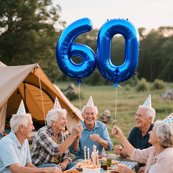 40 Inch Navy blue Number 60 Digital Balloon,Jumbo Mylar Foil Helium Balloon for 60 Balloons for Birthday Party,Wedding Anniversary Party Decorations