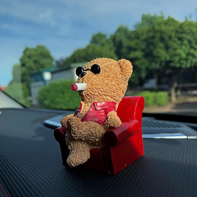Cute Red Teddy Bear Statues Car Dashboard Decorations Accessories Interior for Men Women, Funny Collectibles Figurines for Car Dash Board Decor Auto Charm Ornaments Home Office Desk Decoration Gifts