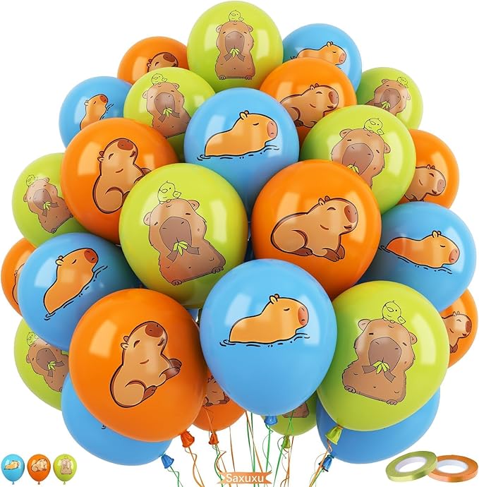 Animal Balloons, 60Pcs 12 Inch Orange Green Blue Party Latex Balloons for Children Kids Boy Girl Animal-themed Birthday Animal Party Decorations Baby Shower Supplies