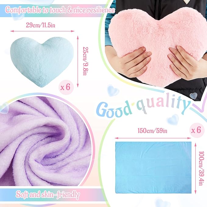 36 Pcs Sleepover Party Supplies for Girl Spa Slumber Birthday Favors Throw Blanket Pillow Eye Mask Headband Scrunchies (Solid Color,Mermaid Color)