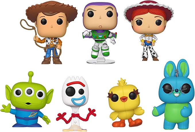 Funko Toy Story 4 - Woody, Buzz Lightyear, Jessie, Alien, Forky, Ducky and Bunny (7 Count Vinyl Pop Figures)