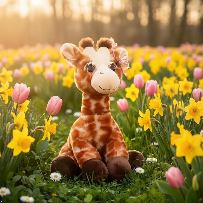 The Petting Zoo, Lash'z Giraffe Stuffed Animal, Gifts for Girls, Plush Toy 12 inches