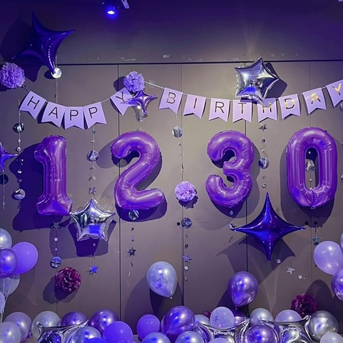 40 Inch Purple Number 12 Digital Balloon,Jumbo Mylar Foil Helium Balloon for 12 Balloons for Birthday Party,Wedding Anniversary Party Decorations