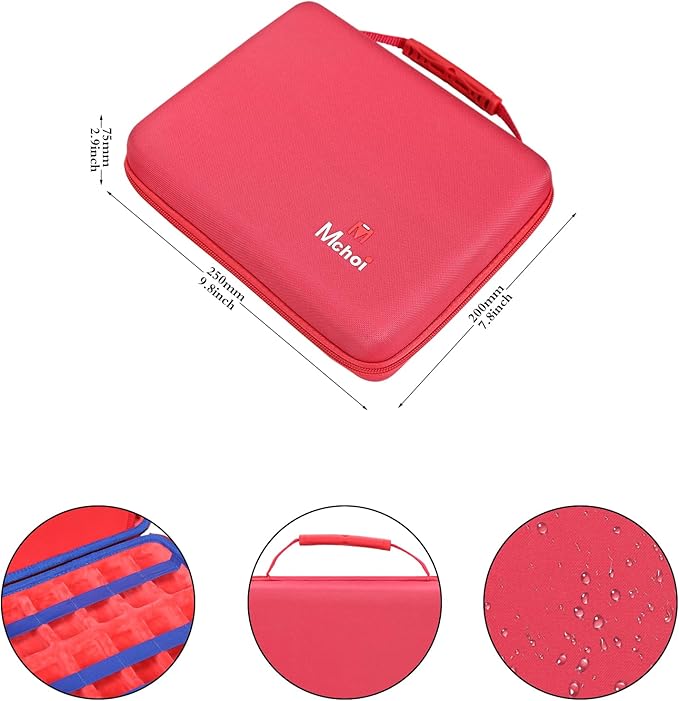 Mchoi Case Storage for HotWheels 20 Cars, Toy Car Organizer for Your Matchbox Cars Storage, Red, Case Only