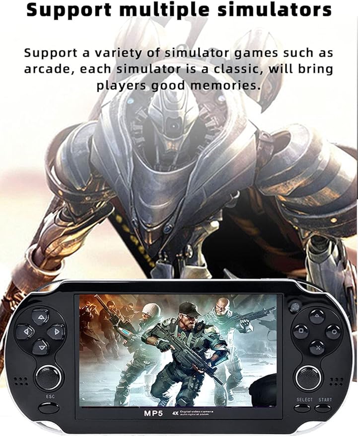 CZT Handheld Game Console 4.3 inch Double Joystick 8GB Build in 2200 Retro Game Video Game Console Arcade Multiple Emulator Mini Portable Game Player MP3/4 TV Out Gifts for Children/Men(Black)