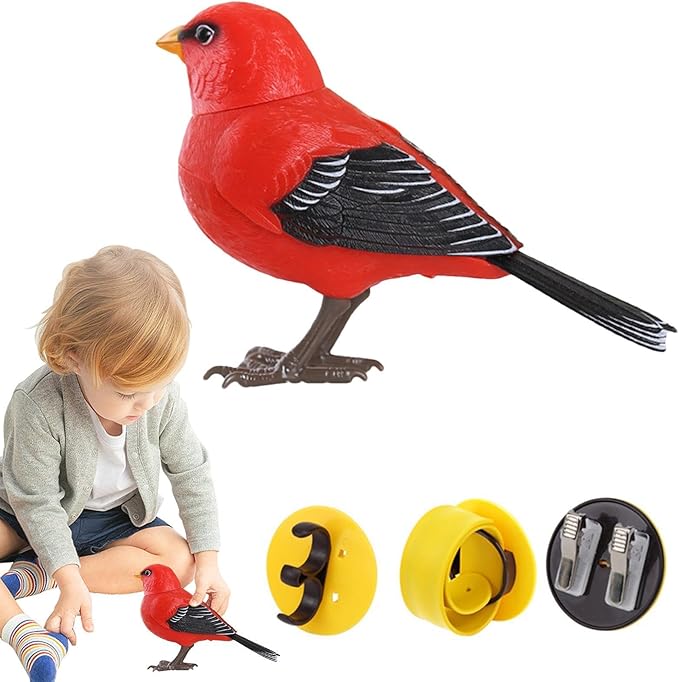 Robot Bird - Electric Singing and Chirping Toy, Simulates Realistic Bird Sounds, Battery Operated for Home Decoration, Light & Voice Control