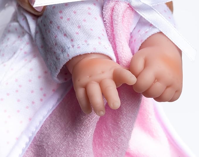 La Baby Caucasian 11-inch Small Soft Body Baby Doll | JC Toys - La Baby | Washable |Removable White and Pink Outfit w/Hat, Pacifier & Blanket | for Children 12 Months +