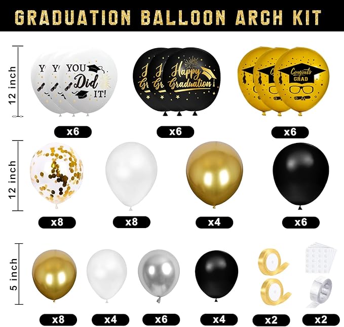 Graduation Decorations Class of 2026 - Black and Gold Graduation Decorations - Balloons Boxes with Letters 2026 GRAD So Proud of You, Congrats Grad Party Decorations for Any Grades