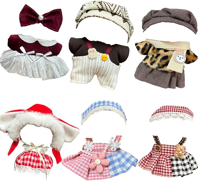 Clothes for Doll, 6 Pack Doll Outfits for 17cm Doll, Perfect for Play and Display, Accessories for Doll's Collectors, (No Dolls) (Set 6)