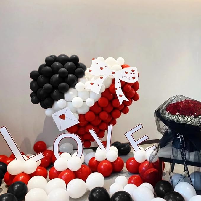 Red and Black Balloons 100Pack 12 inch Matte Black Red and White Latex Balloon Bulk for Birthday Party Graduation Racing Car Poker Card Decorations Supplies