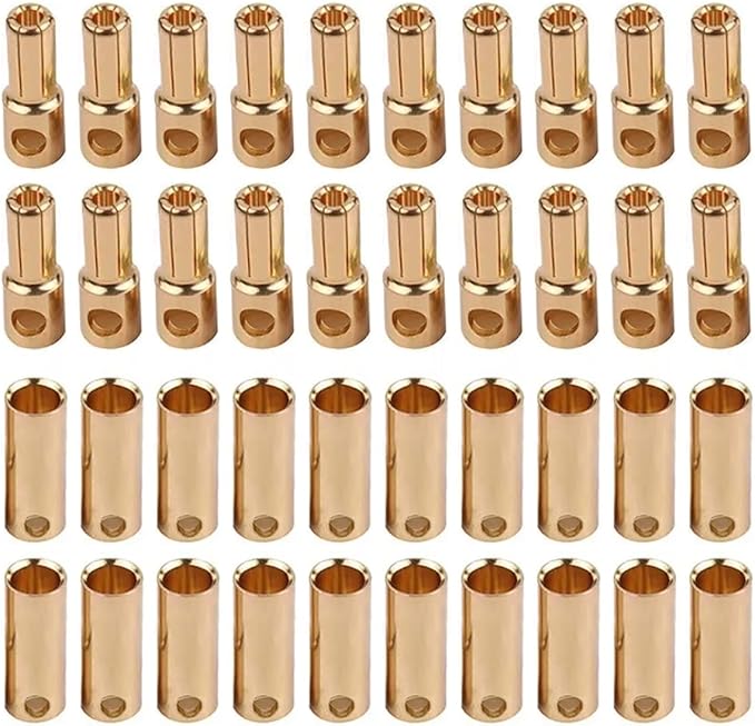 20 Pairs Gold-Plated 5.5MM Banana Plug Bullet Male Female Connector Adapter for RC Lipo Battery ESC Motors