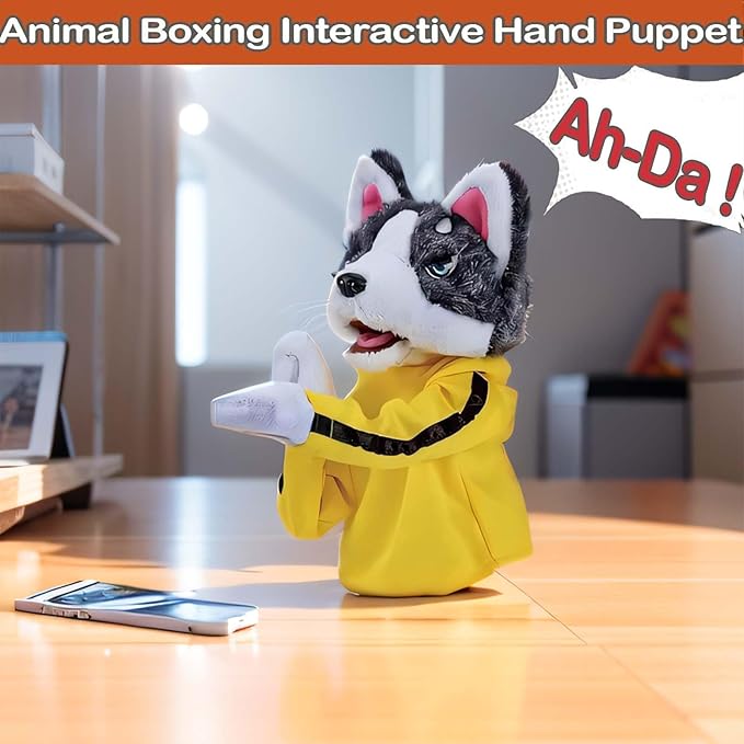 Kung Fu Husky, Punching Puppet, Dog Hand Puppet - Boxing Puppets, Kung Fu Animal Toy Husky Gloves with Sounds and Boxing Action, Boxing Puppet for Kids & Gifts.
