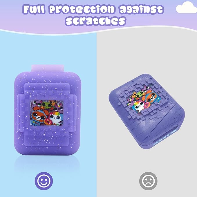 Silicone Cover Case for Bitzee Interactive Toy Digital Pet, Silicone Protective Cover for Bitzee Virtual Electronic Pets, Digital Pet Accessories for Bitzee with Lanyard, Purple (Case Only)