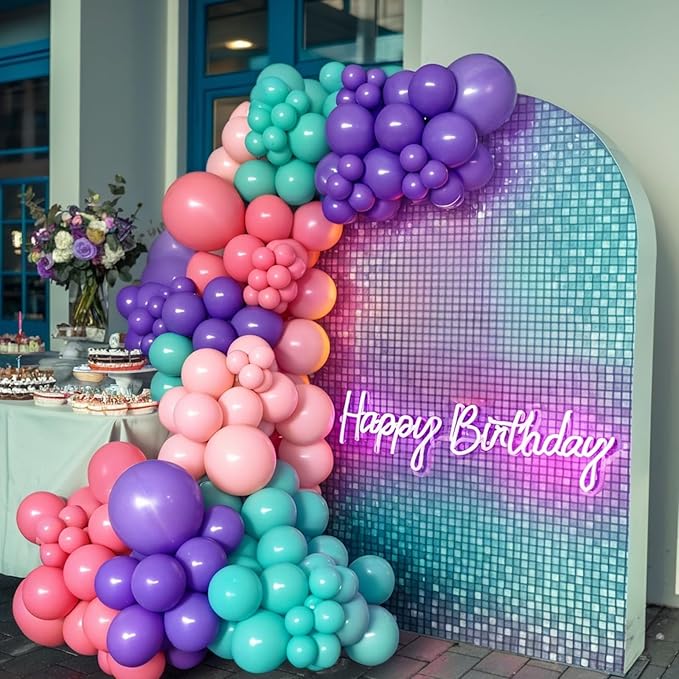 Pink Blue Purple Balloons, 50Pcs 12 Inches Hot Pink Retro Purple Blue Balloons for Girls Birthday Magic Theme Party Decorations Baby Shower Engagement Backdrop Party Supplies