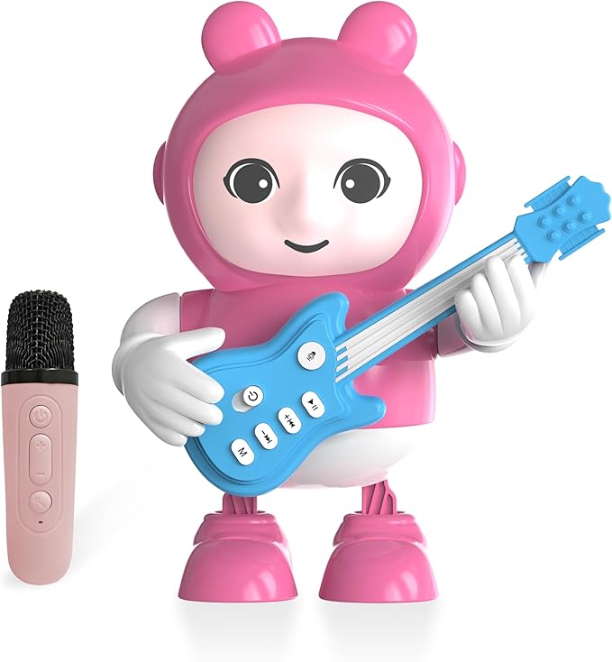 URROY Kids Karaoke Machine with Microphone – Mini Portable Bluetooth Speaker for Kids Ages 3-12, Cartoon Dancing Karaoke Toy with LED Lights Singing Gift for Girls & Boys Birthday