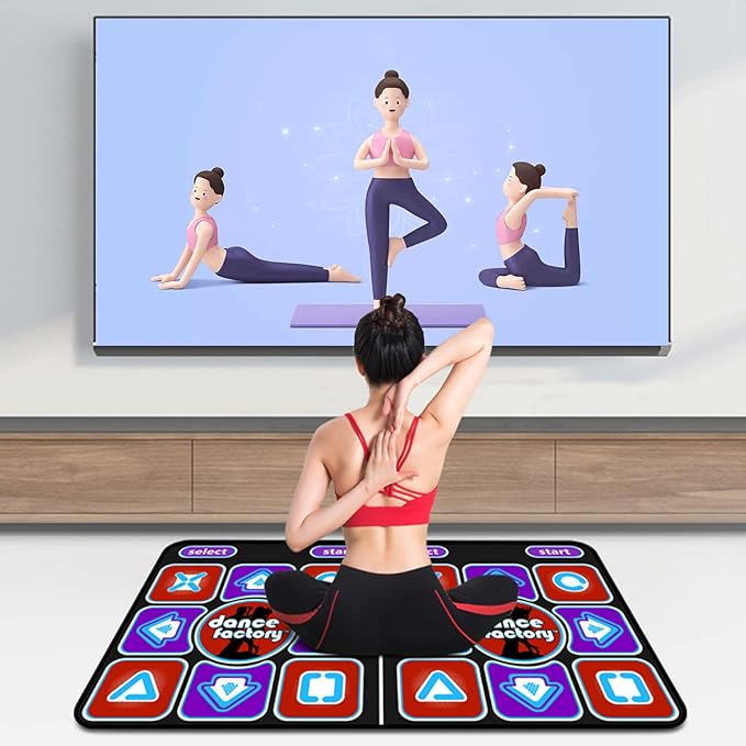 Dance Pad for Adult Kids, Electronic Dance Mat for TV, Music Double Dance Pad with Handle, for Early Education, Exercise, Yoga Dancing