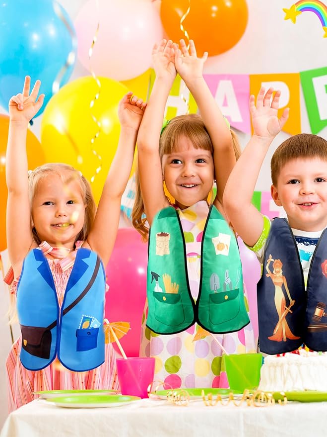 22 Pcs Kids Community Helper Dress Up Vest Occupation Costumes Career Cosplay Clothes for Kids Halloween Role Pretend Play