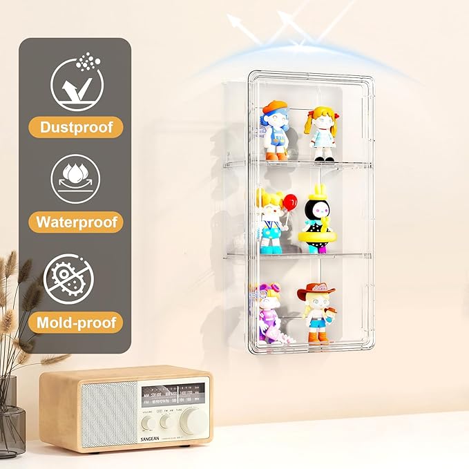 Wall-Mounted Clear Display Case for Figures, Acrylic Storage Organizers Box with Magnetic Door, Wall Dustproof Showcase for Collectibles Action Figure(1, Medium-Narrow)