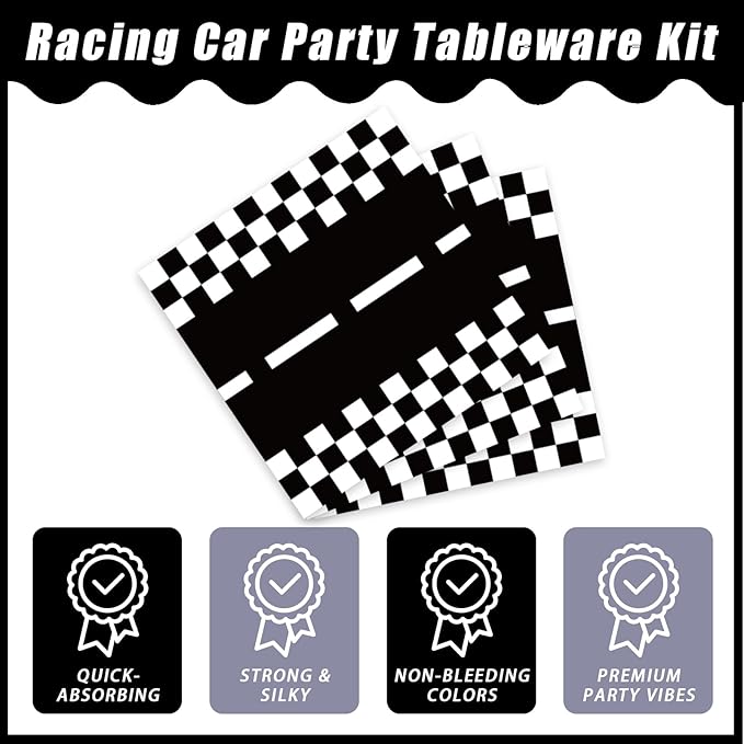96 Pcs Race Car Party Plates and Napkins Sets, Racing Car Race Track Party Supplies Decorations Racing Sports Themed Dinnerware for Boys Birthday Baby Shower Home Decor, Serves 24