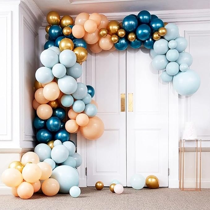 KEPMOV Chrome Blue Balloons 12 Inch, 30pcs Double-Layered Metallic Light Blue Balloons for Birthday Wedding Graduation Party Decoration Supplies